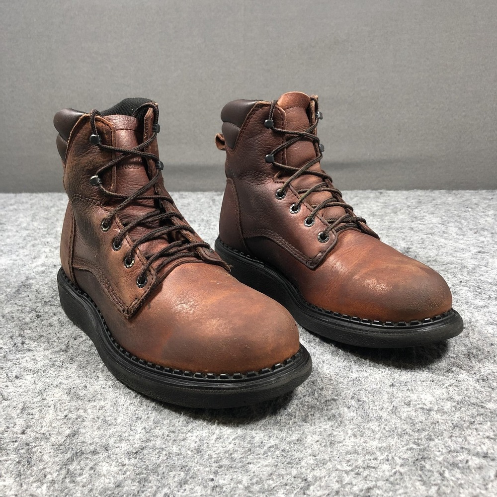 Vintage 2007 Red Wing EH Work Boots Mens 8D Brown Leather USA Made Lace Up